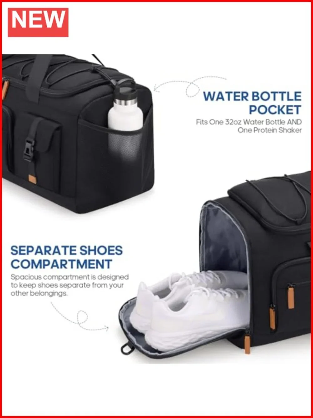3-in-1 Duffel with Shoe & Laptop Compartment, Anti-Theft Travel Backpack